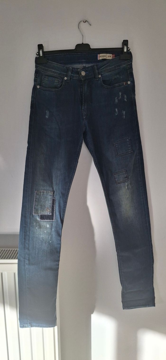 Jean homme Kaporal Slim Taille W27 L32 - Style Déchiré - Bon État