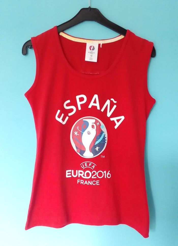 🏆 Débardeur rouge de l'euro 2016 de foot en Espagne taille 36 🏆