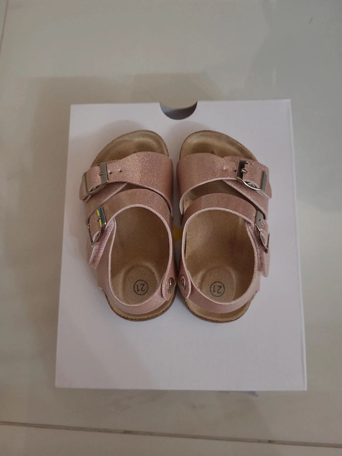 Sandales rose à paillettes à scratch - photo numéro 3