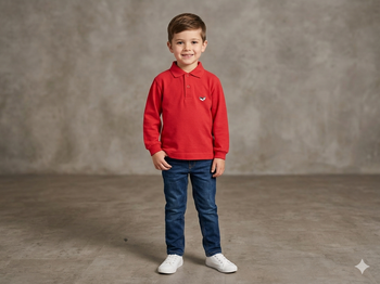 Polo manches longues rouge 4 ans