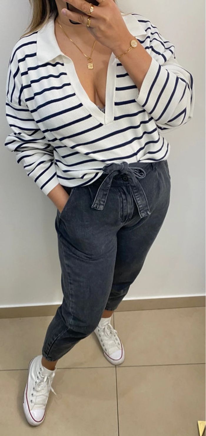Superbe Pull Léger Ample A Rayures Taille M Et Plus - photo numéro 6