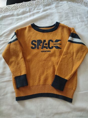 Pull Okaïdi garçon chaud hiver Space espace moutarde