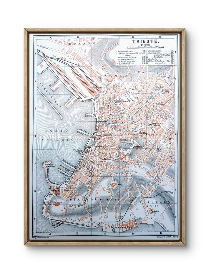 Imprimée en 1890, carte de Trieste, Vintage Authentique (cadre non inclus ) - photo numéro 9
