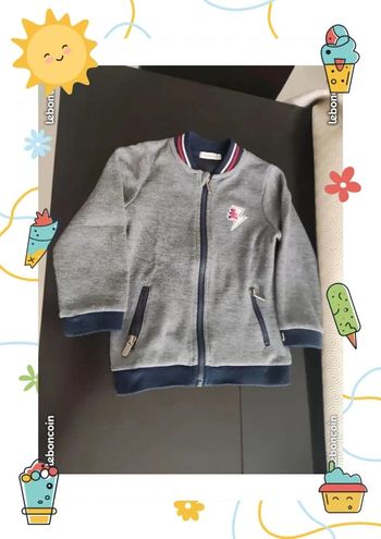 Gilet zippé lulu et castagnette bleu 3 ans