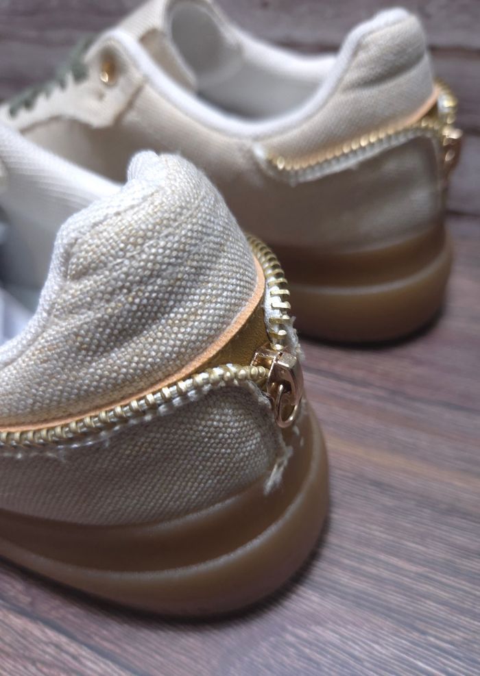 Baskets en toile Kaki et Beige - Style Rétro - Neuves - Taille 41 - photo numéro 3