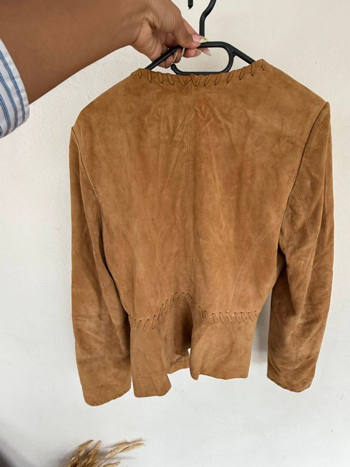 Veste camel marron en cuir - photo numéro 4