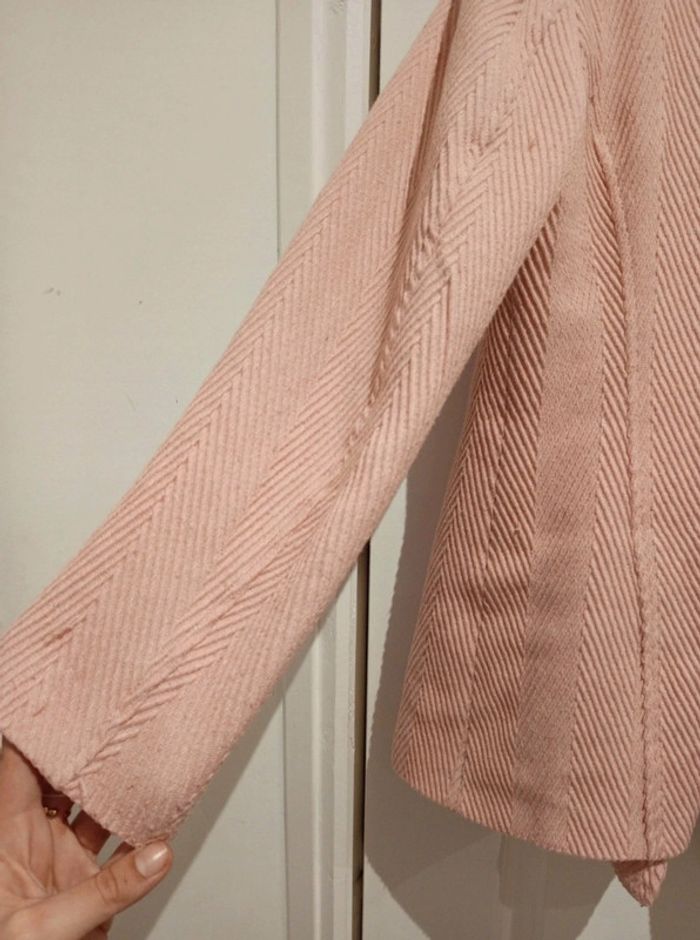 🔝 Manteau d'hiver manches longues Mango rose pâle taille XL 42 en laine polyester viscose et acétate - photo numéro 6