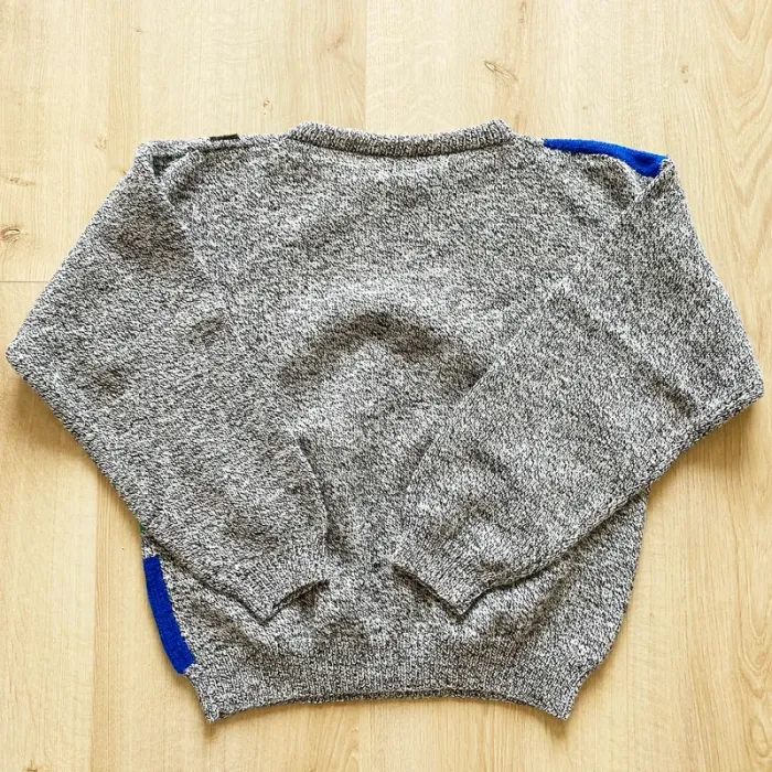 Vintage Pull Rétro Op'Art Gris Homme Exclusive Collection Y2K 80's Style (Taille L) - photo numéro 4