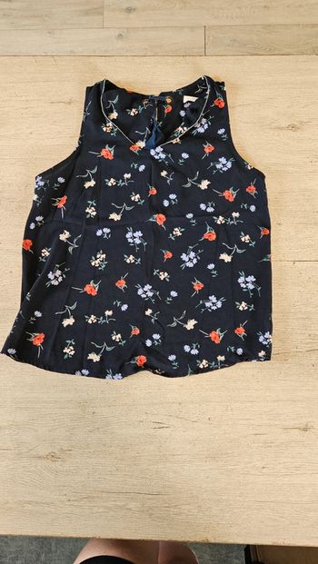 Débardeur femme bleu foncé avec fleurs, Noémie & co,M