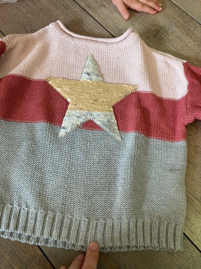 Joli pull étoile fille rose gris 3 ans orchestra