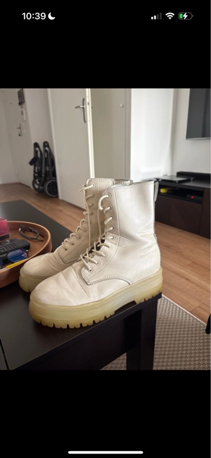 Bottines stradivarius blanche/creme taille 38 - photo numéro 5