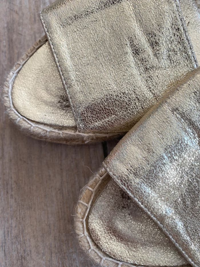 Mules plateforme ouvertes dorées - Benetton - photo numéro 3