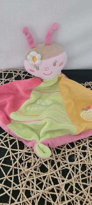 Doudou Coccinelle Plate Rose et Orange Melle Coccinelle Sauthon