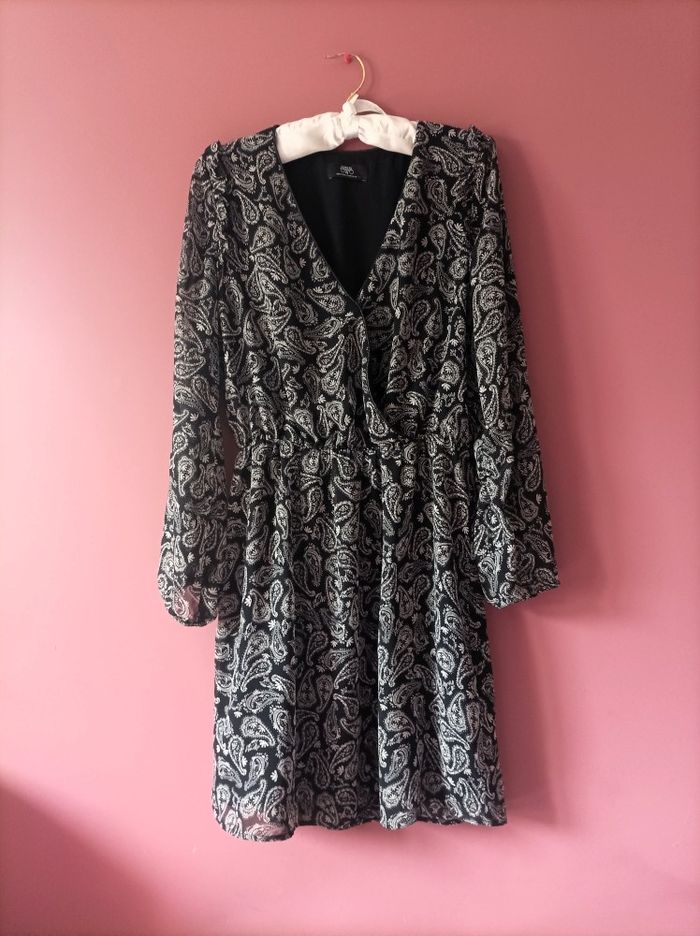 Robe femme le temps des cerises S 36 imprimée gris TBE