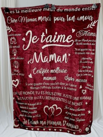 💥Plaid polaire , tout doux , " Je t'aime Maman "
