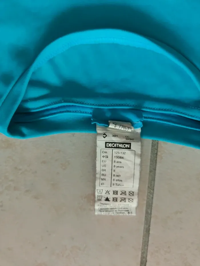 Tee-shirt manches courtes bleu anti uv 8 ans Decathlon - photo numéro 5