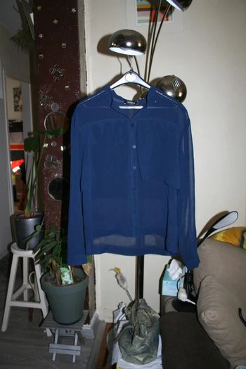 🌸Chemise bleu nuit à pans voile Taille 40 "Cop Copine" Tendance 2024 Neuve 🌸