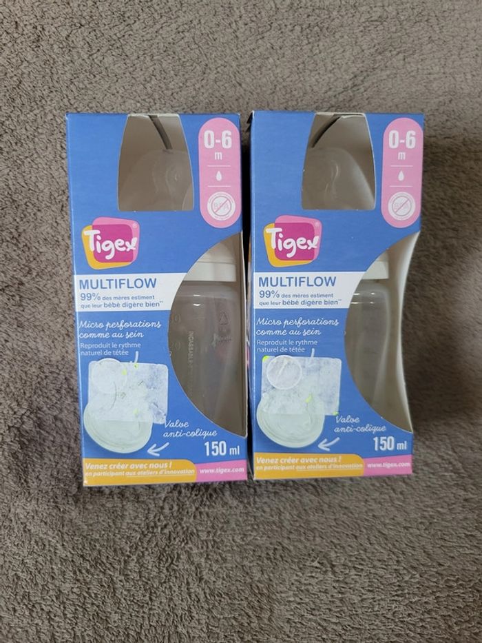 Lot de 2 Biberons tigex multiflow 0-6mois