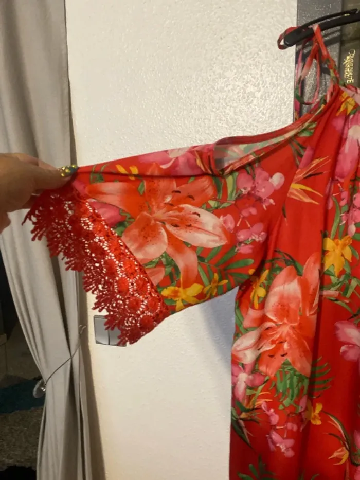 superbe robe épaules dénudées Miss Etam taille 52 fleuri - photo numéro 2