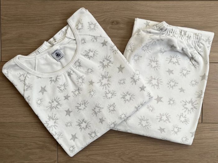 Pyjama chaud en velours scintillant collection Noël Petit bateau T-12 ans
