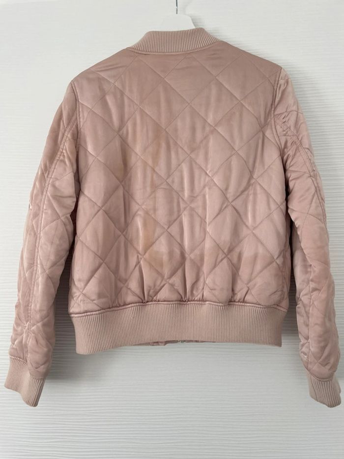 Bomber veste rose poudrée matelassée coupe-vent avec fermeture éclair et poches - photo numéro 7