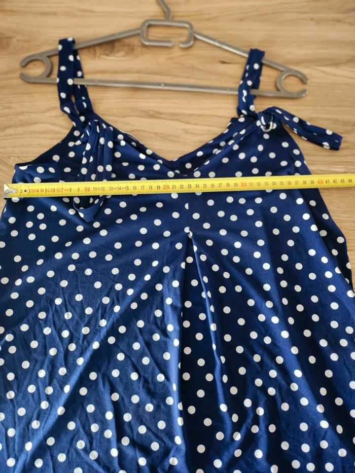 Débardeur tee-shirt Formul taille 38 comme neuf bleu marine a pois blanc - photo numéro 5