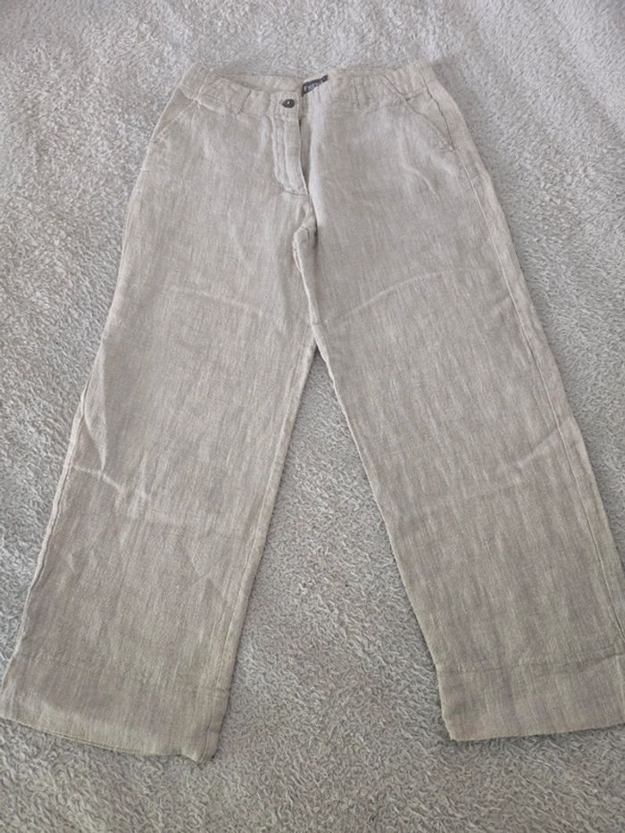 Pantacourt corsaire chino 🍒vintage 80🍒 100% lin taille 36 peut convenir aussi au 34 ceinturé