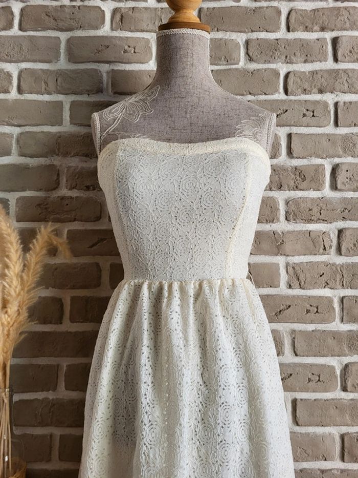 Robe bustier à dentelle blanc ivoire Cache Cache - romantique raffiné - photo numéro 3
