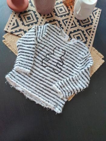 Pull fin Lulu castagnette noir et blanc