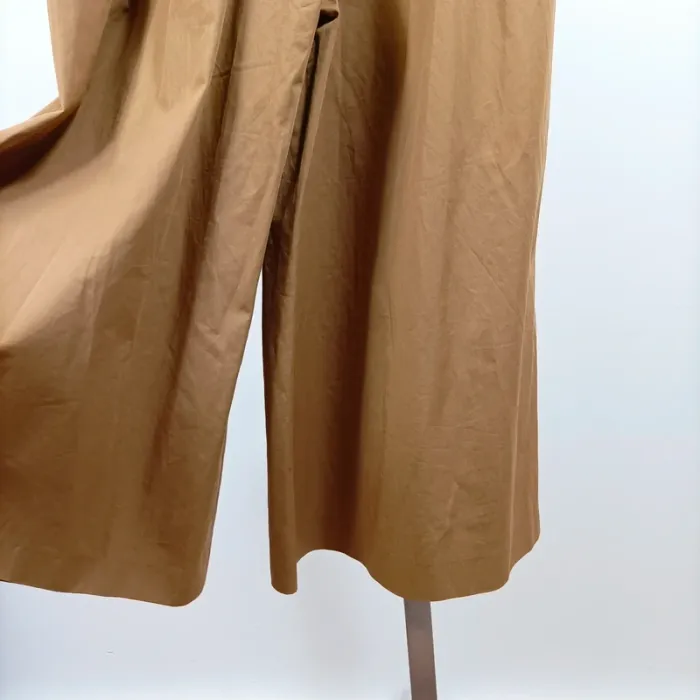Pantalon large style jort camel ZARA taille haute ceinture corde T34 100 % coton coupe fluide A1268 - photo numéro 9