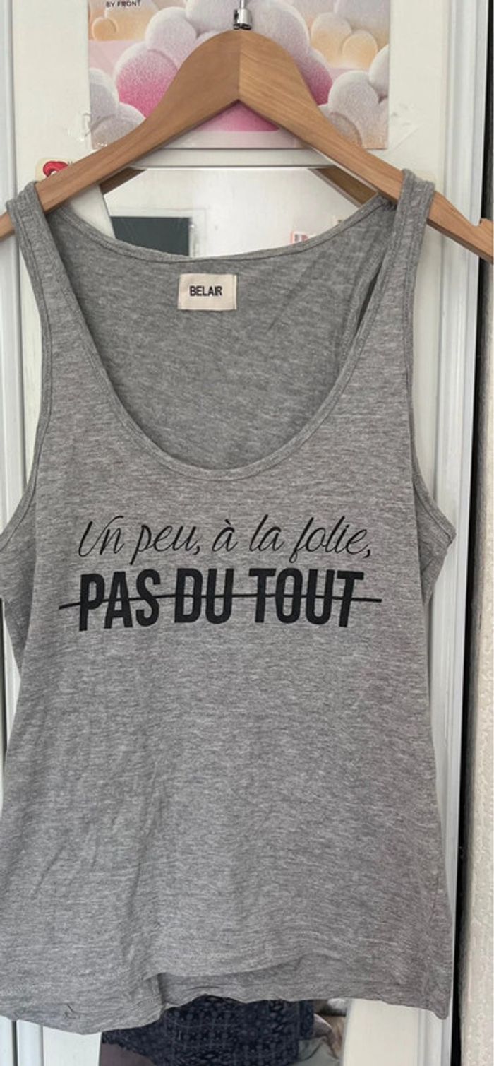 Débardeur gris chiné, 100 % coton, Bel Air, taille unique