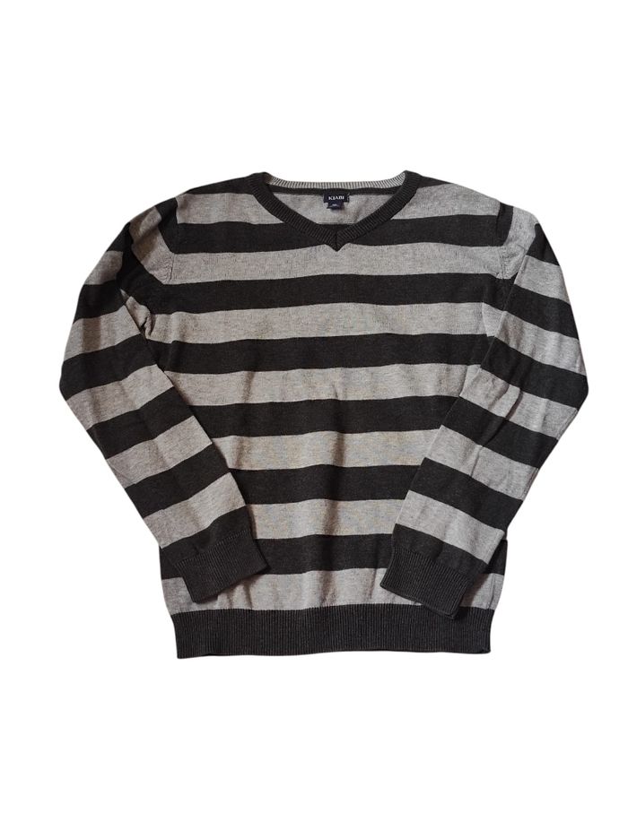 Pull à rayures gris et noir 10 ans - photo numéro 1