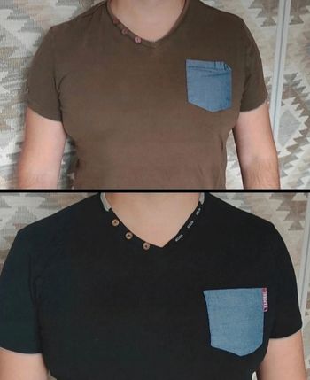 Lot 2 t-shirts manches courtes Kaporal basic kaki et noir S