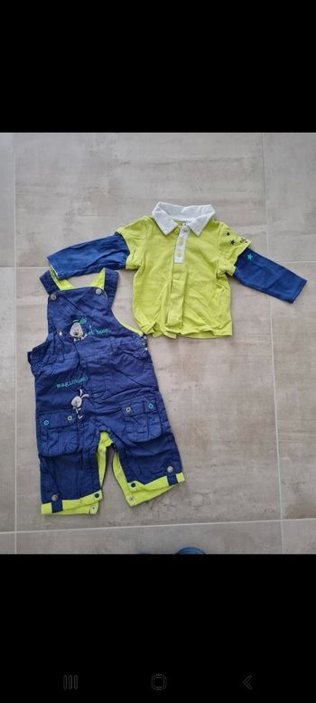 Ensemble 2 pièces salopette polo manches longues