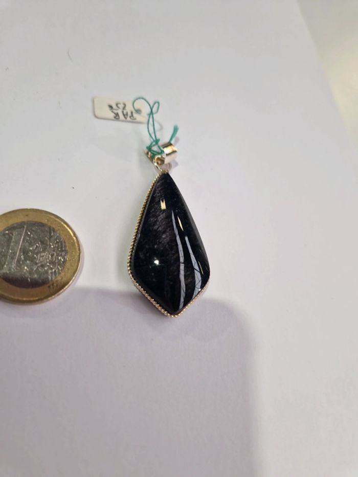 Pendentif obsidienne argentée Mexique - photo numéro 2