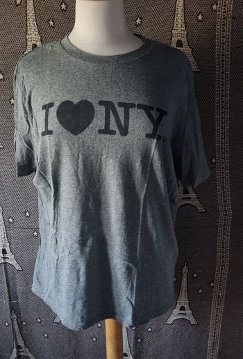 T-shirt gris avec écriture taille XL mixte