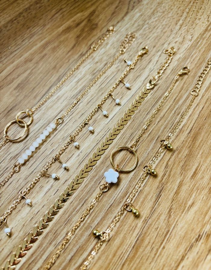 Bracelet tendance doré lot bijoux fantaisie zing inoxydable femme cadeau - photo numéro 3