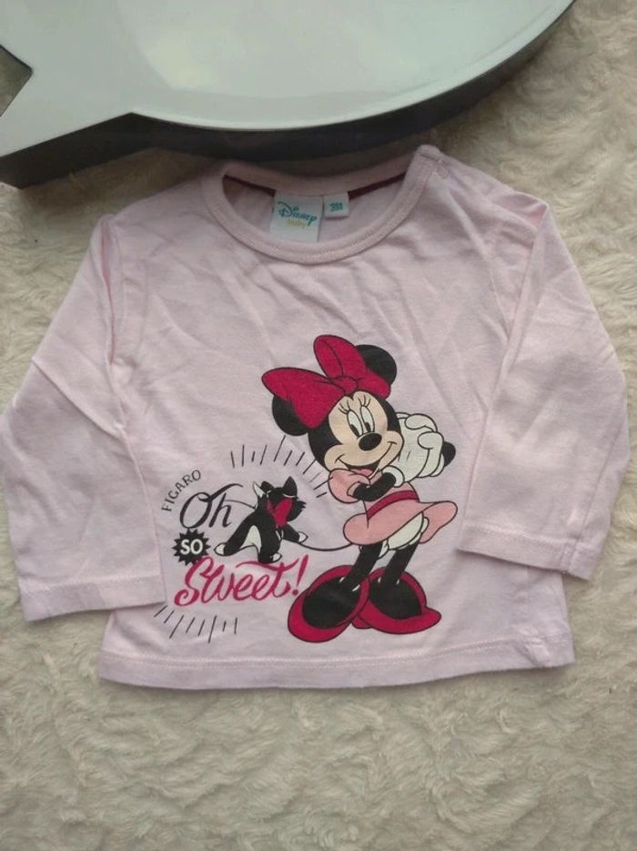 Tee shirt chemise manches longues Fille 3 mois So sweet Minnie Disney 100% coton - photo numéro 2
