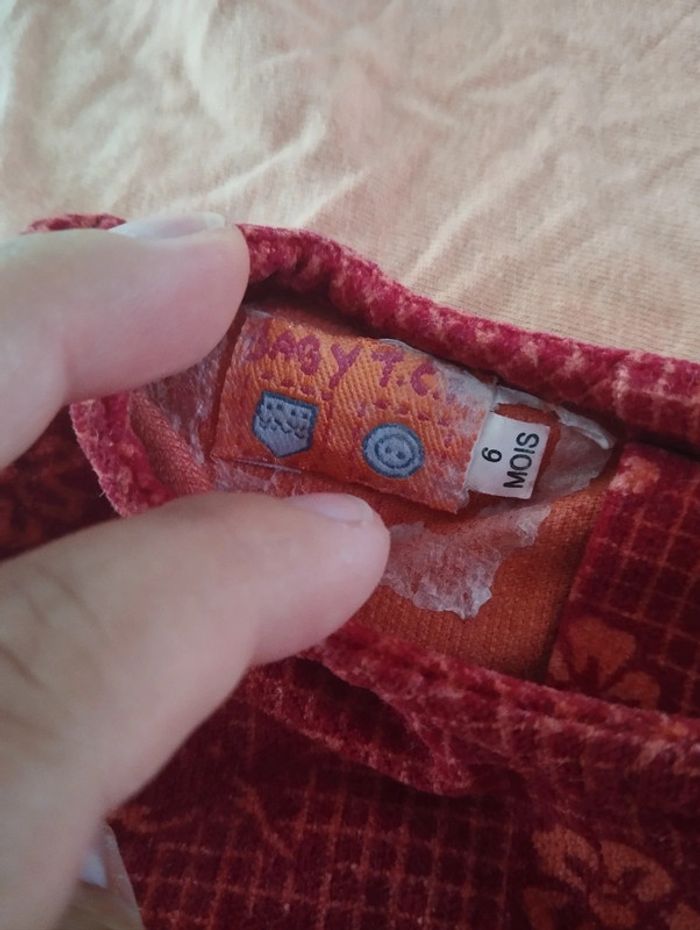 * Ensemble robe rouge motif fleur orange + collant T6M Baby TCF - photo numéro 3