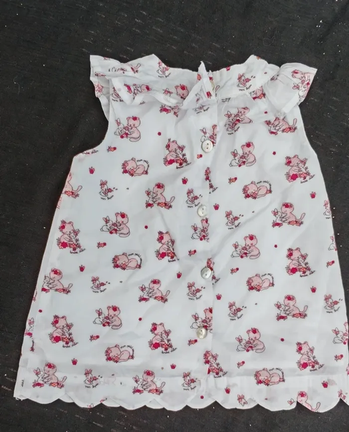Ensemble fille robe et culotte chatons lapins 50 cm - photo numéro 2