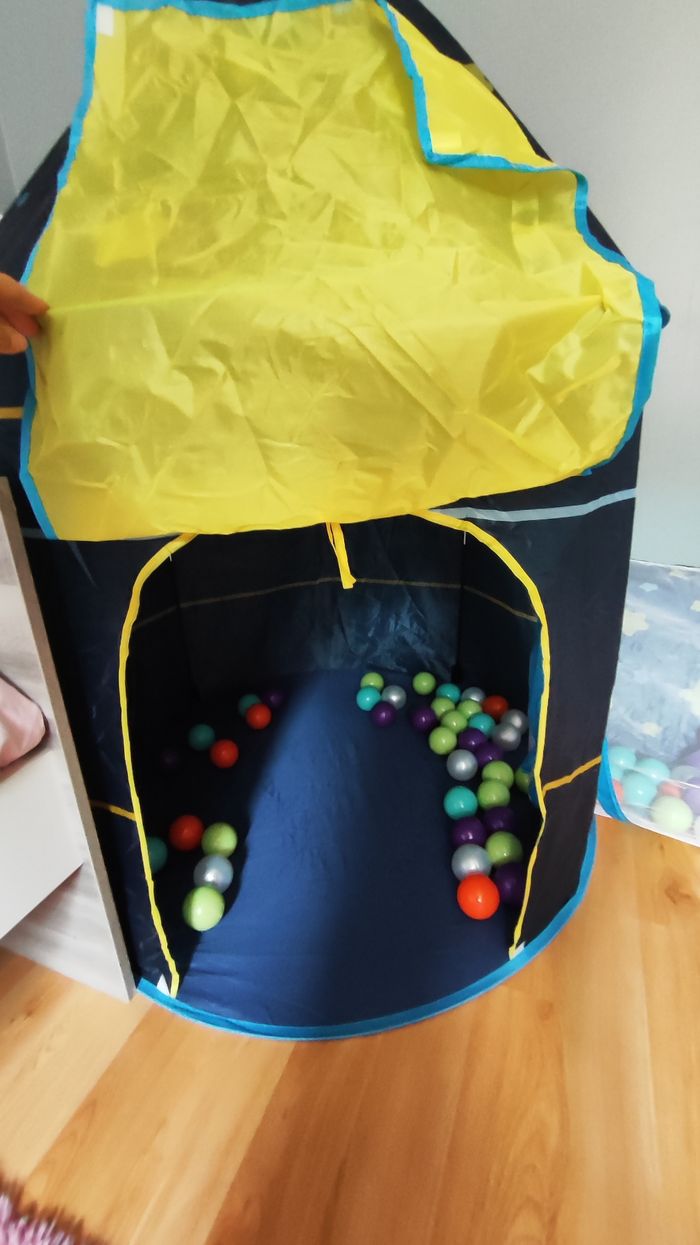 Tente 3 en 1 avec tunnel et piscine à boules château - photo numéro 7