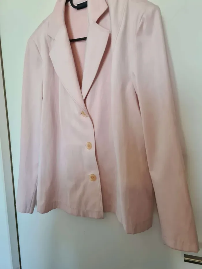 Blazer style daim / velour rose taille 46 - photo numéro 4