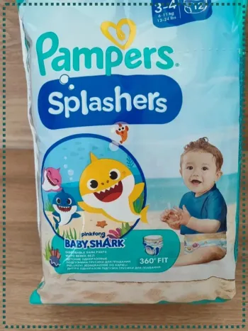 Pampers Culottes de Bain Splashers Taille 3-4 (6-11 kg), 12 Couches-Culottes Bébé