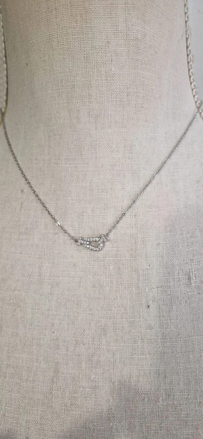 Collier réglable câble force cristaux blancs acier inoxydable argent