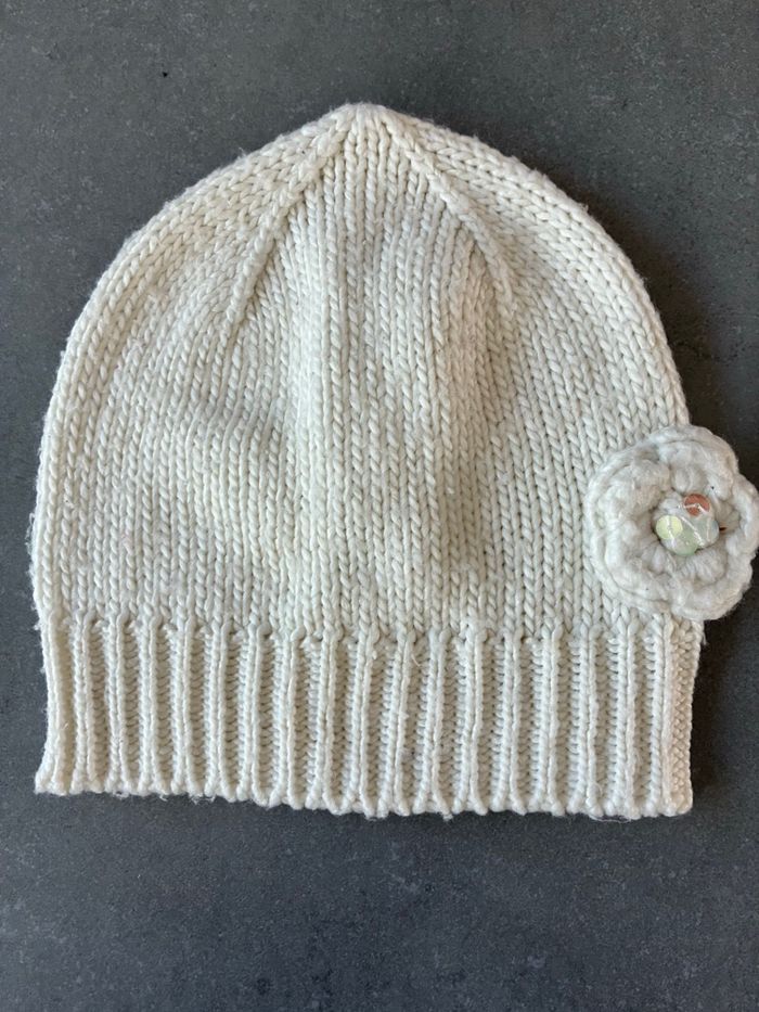 Bonnet hiver fille avec fleur - photo numéro 2