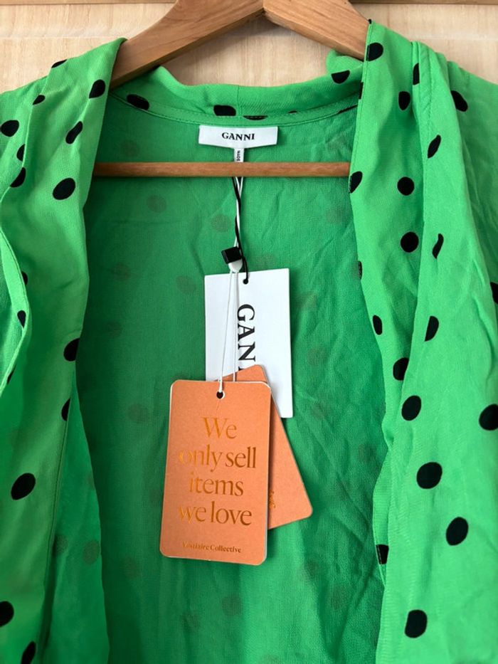 Robe Ganni verte à pois taille 38 - photo numéro 5