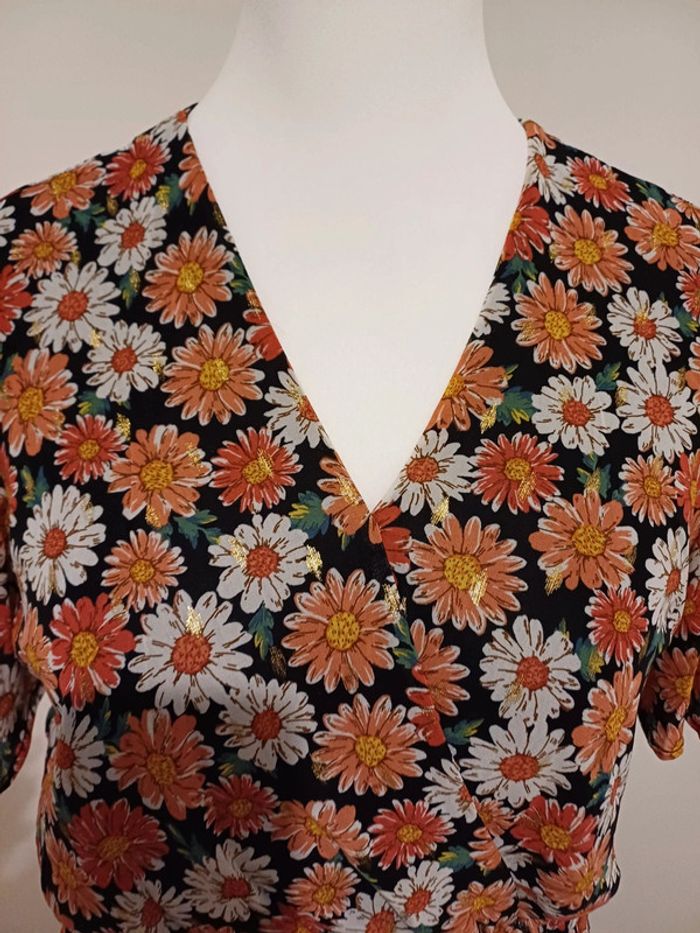 Robe cache-coeur Fleurie Flamant Rose taille M 38 - photo numéro 2