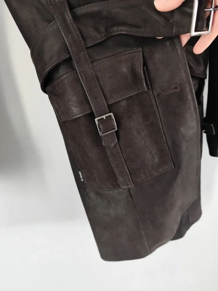 Manteau veste longue en cuir - photo numéro 3