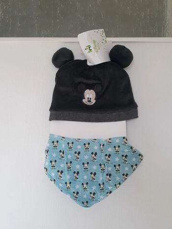 Bonnet + bandana Mickey - 6/12 mois