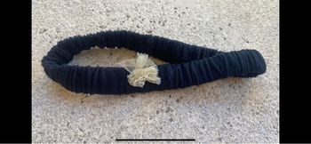 Bandeau cheveux  bleu marine et beige